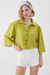 Önü Düğmeli Salaş Crop Gömlek - 32