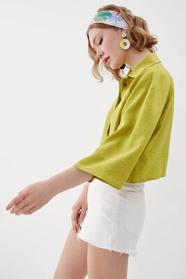 Önü Düğmeli Salaş Crop Gömlek - 31