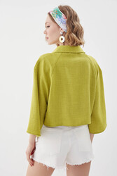 Önü Düğmeli Salaş Crop Gömlek - 34