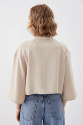 Önü Düğmeli Salaş Crop Gömlek - 44