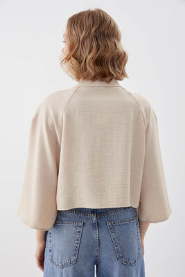 Önü Düğmeli Salaş Crop Gömlek - 44