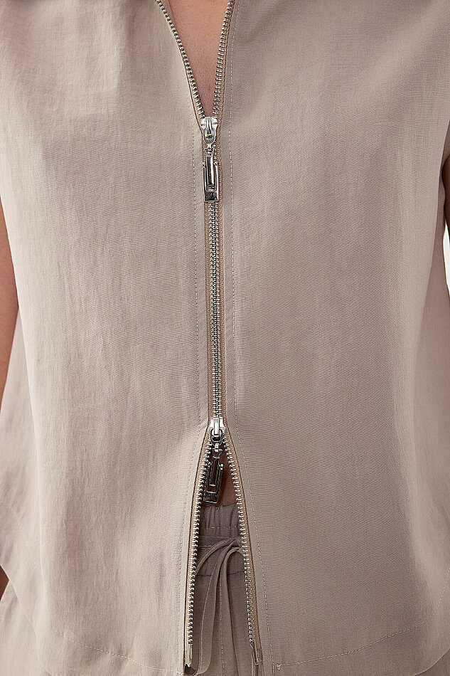 Önü Fermuarlı Bluz - 6