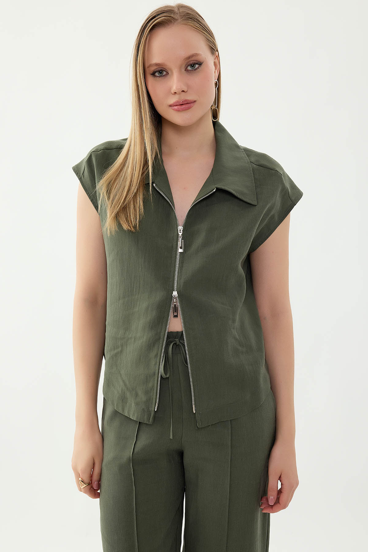 Önü Fermuarlı Bluz - Thumbnail