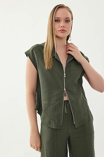 Önü Fermuarlı Bluz - 9