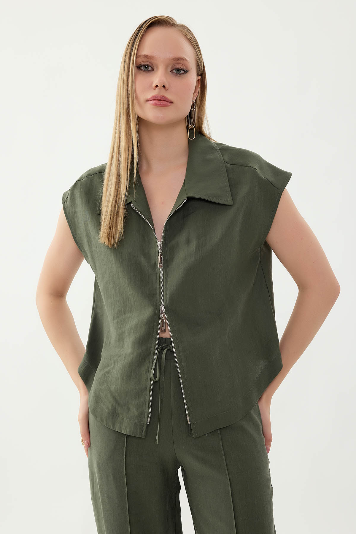 Önü Fermuarlı Bluz - Thumbnail