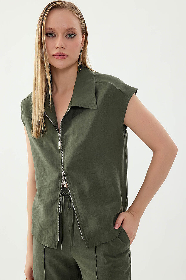 Önü Fermuarlı Bluz - 10