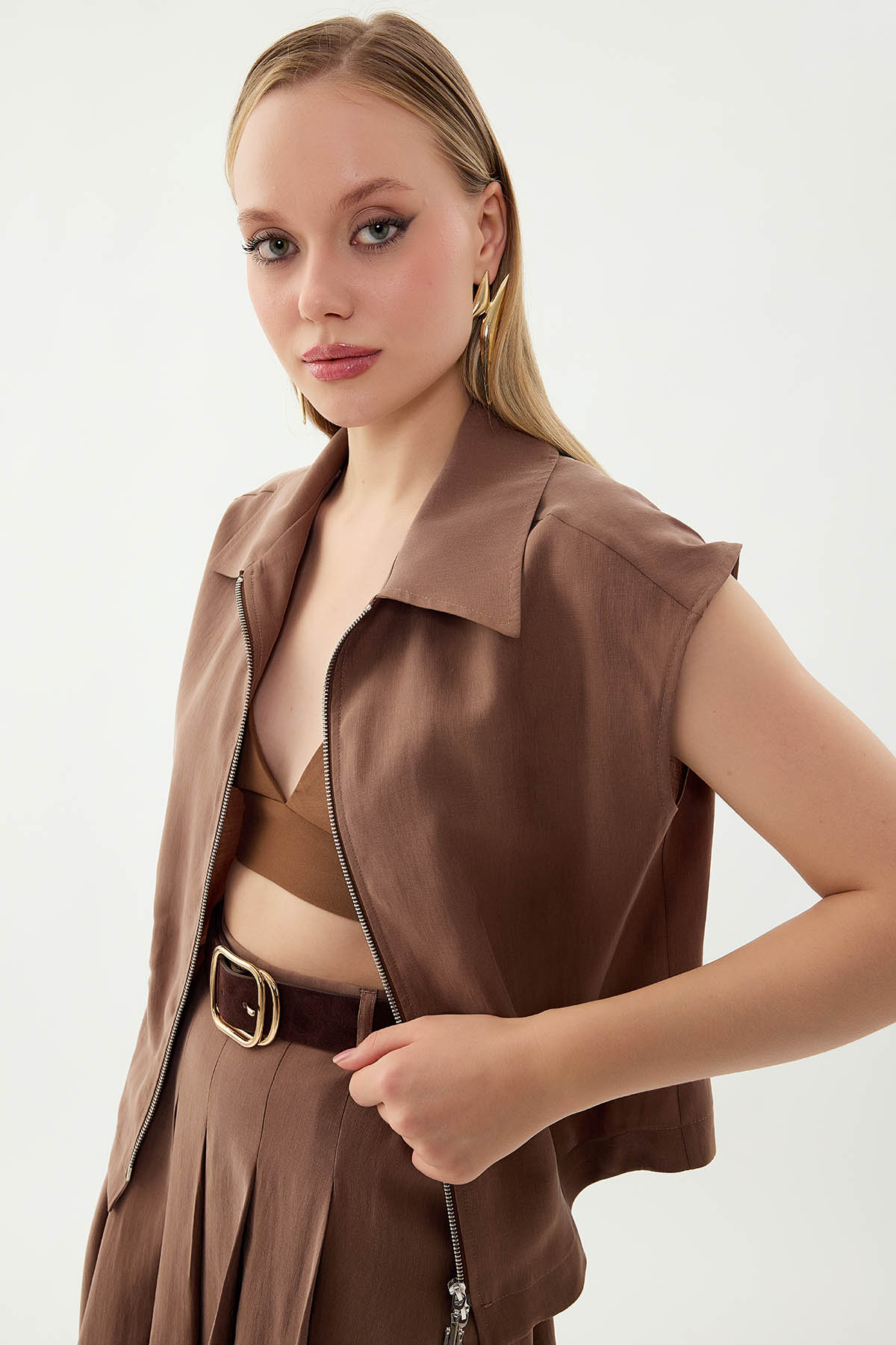 Önü Fermuarlı Bluz - Thumbnail