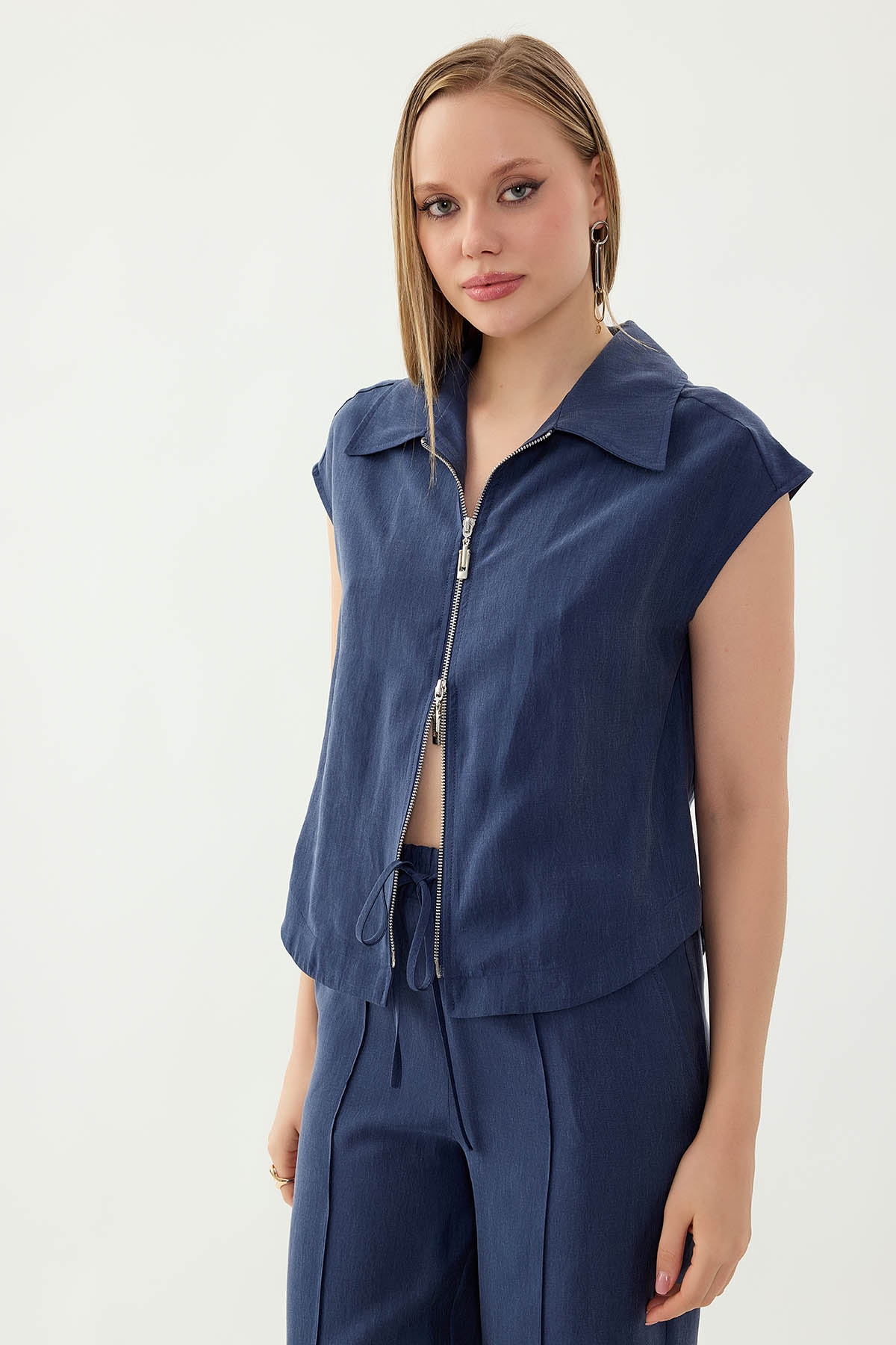 Önü Fermuarlı Bluz - Thumbnail