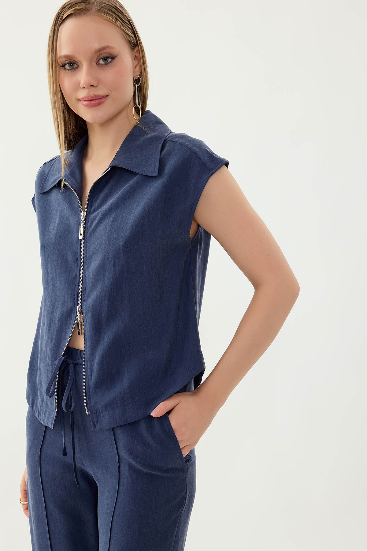 Önü Fermuarlı Bluz - Thumbnail