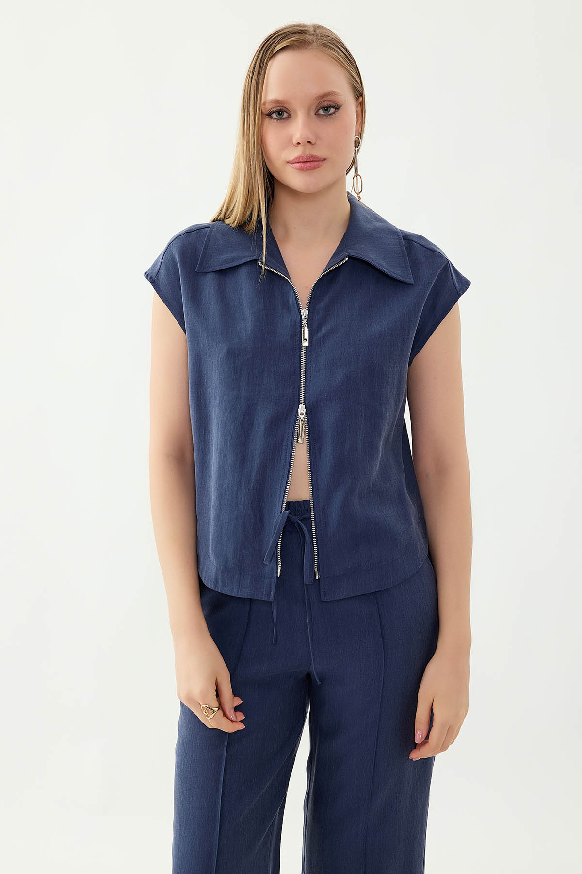 Önü Fermuarlı Bluz - Thumbnail