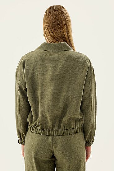 Önü Fermuarlı Cepli Bomber Ceket - 11