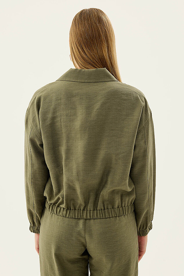 Önü Fermuarlı Cepli Bomber Ceket - 11