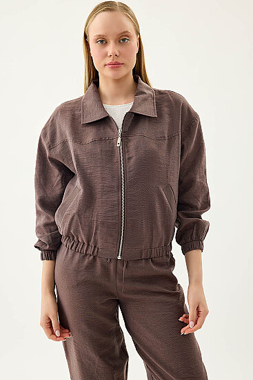 Önü Fermuarlı Cepli Bomber Ceket - 14