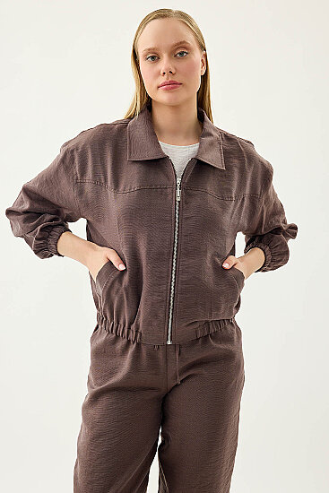 Önü Fermuarlı Cepli Bomber Ceket - 15