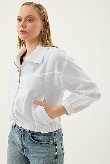 Önü Fermuarlı Cepli Bomber Ceket - 18