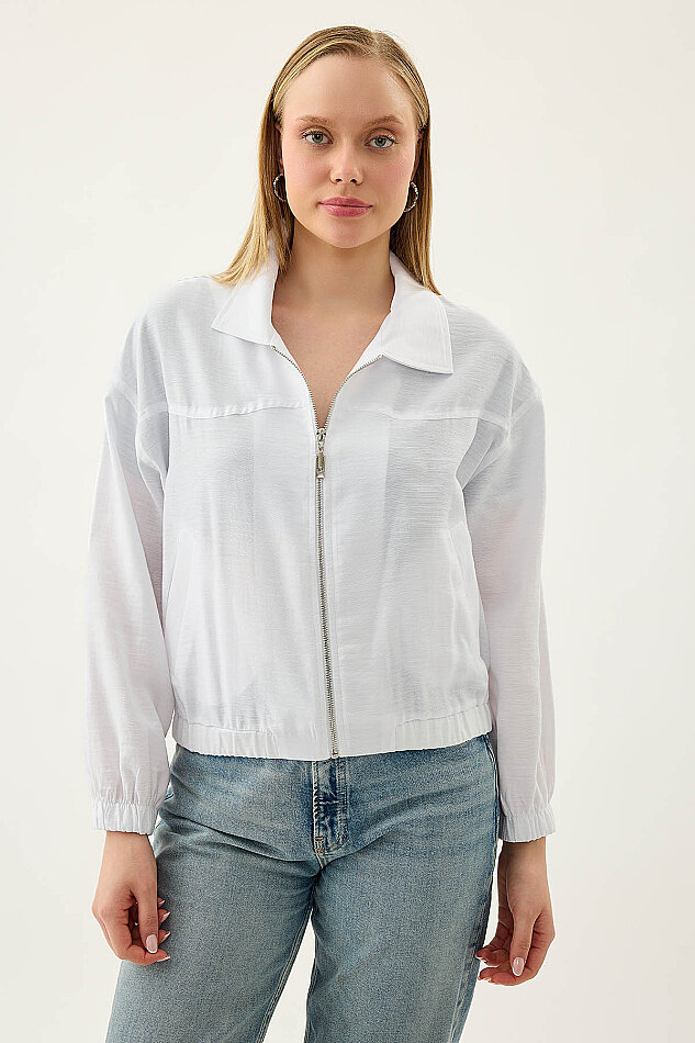 Önü Fermuarlı Cepli Bomber Ceket - 19