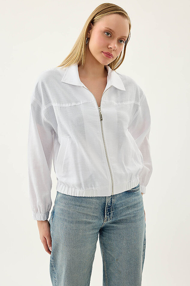 Önü Fermuarlı Cepli Bomber Ceket - 21