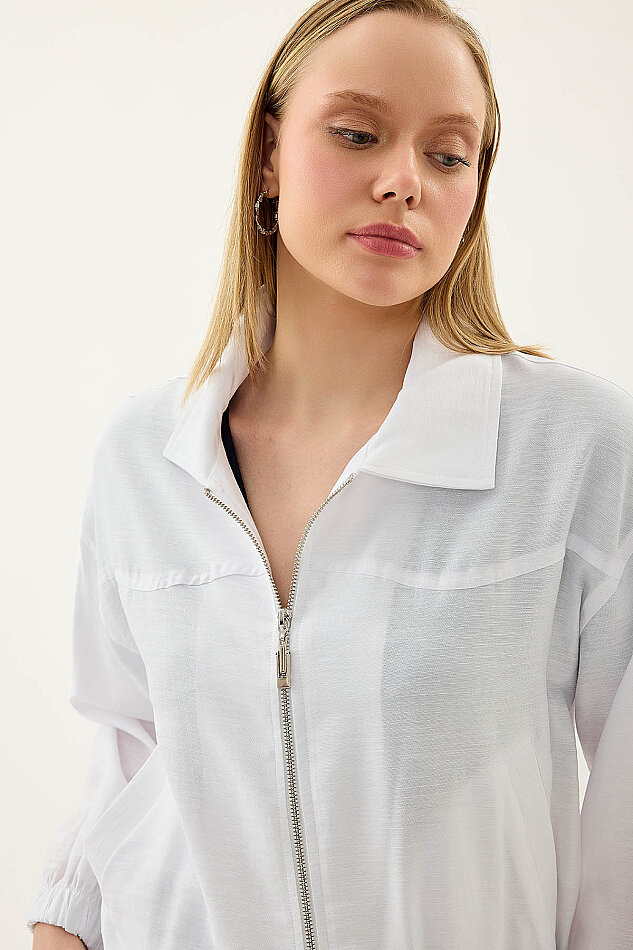 Önü Fermuarlı Cepli Bomber Ceket - 22