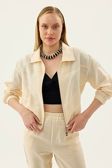 Önü Fermuarlı Cepli Bomber Ceket - 25