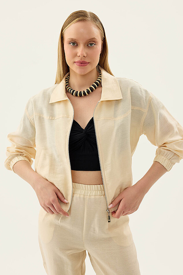 Önü Fermuarlı Cepli Bomber Ceket - 25