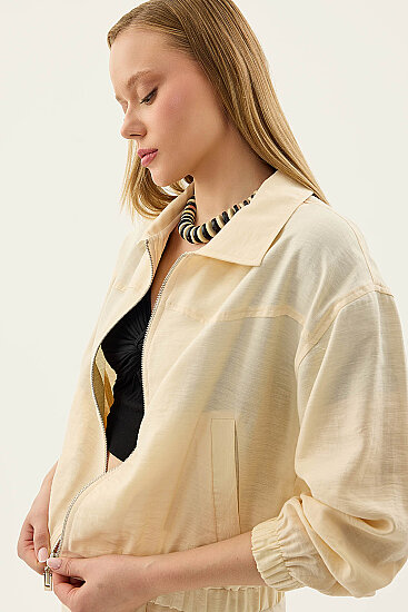 Önü Fermuarlı Cepli Bomber Ceket - 26