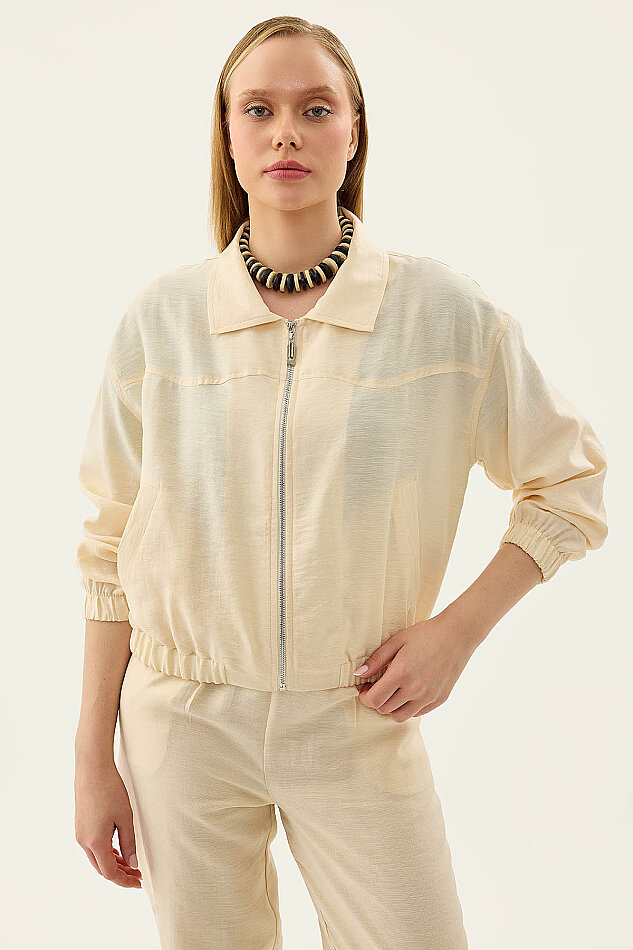 Önü Fermuarlı Cepli Bomber Ceket - 28