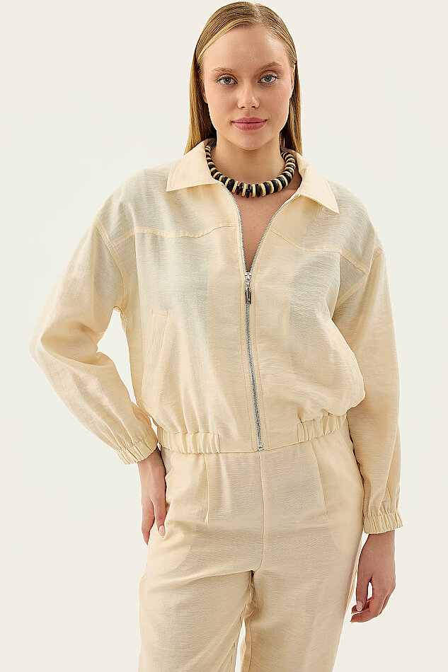 Önü Fermuarlı Cepli Bomber Ceket - 23