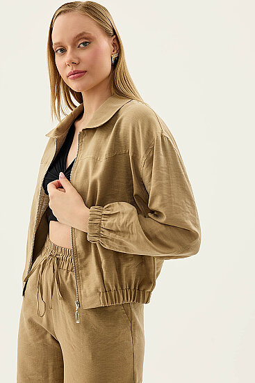 Önü Fermuarlı Cepli Bomber Ceket - 30