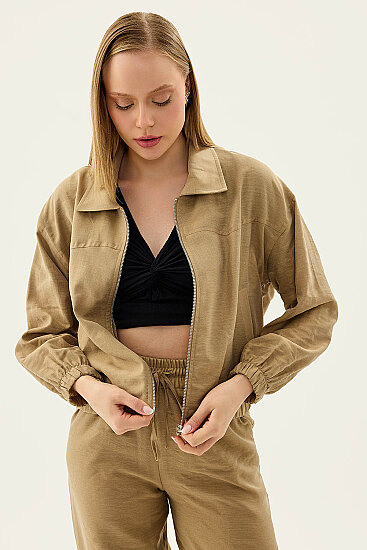 Önü Fermuarlı Cepli Bomber Ceket - 31