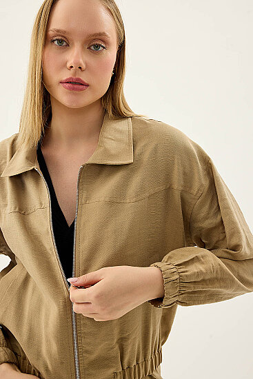 Önü Fermuarlı Cepli Bomber Ceket - 33