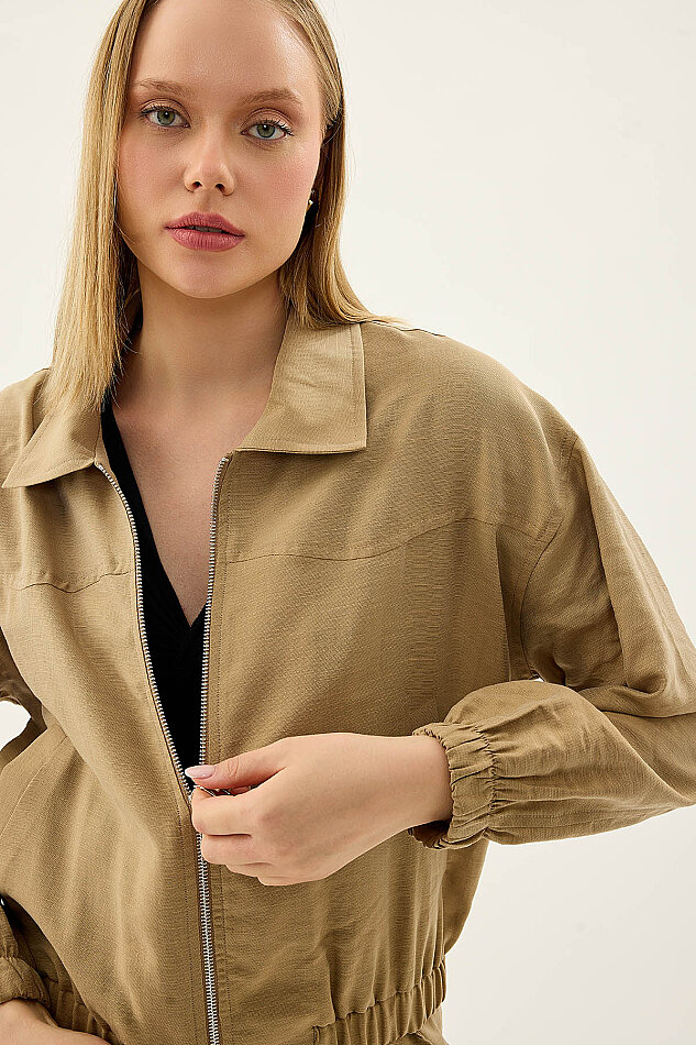 Önü Fermuarlı Cepli Bomber Ceket - 33