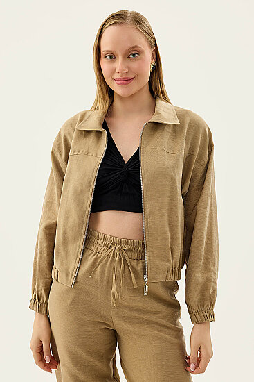 Önü Fermuarlı Cepli Bomber Ceket - 29