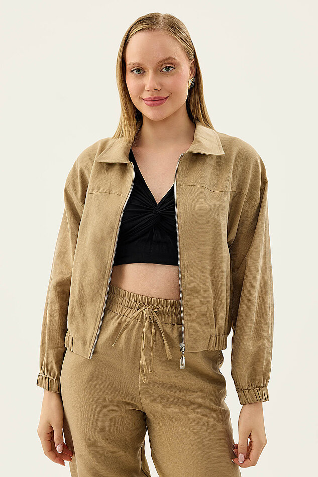 Önü Fermuarlı Cepli Bomber Ceket - 29