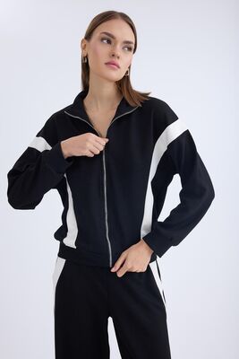 Önü Fermuarlı Uzun Kol Sweat - Thumbnail (4)