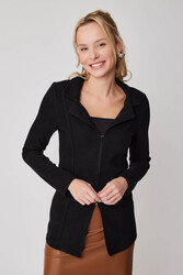 Önü Fermuarlı Yakalı Ceket - 3