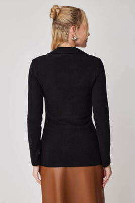 Önü Fermuarlı Yakalı Ceket - 5