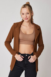 Önü Fermuarlı Yakalı Ceket - 8