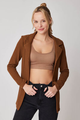 Önü Fermuarlı Yakalı Ceket - 8