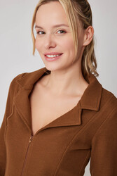 Önü Fermuarlı Yakalı Ceket - 10