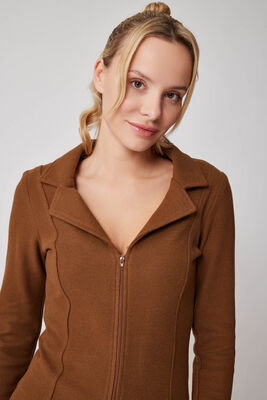 Önü Fermuarlı Yakalı Ceket - 11