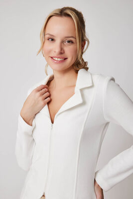 Önü Fermuarlı Yakalı Ceket - 16