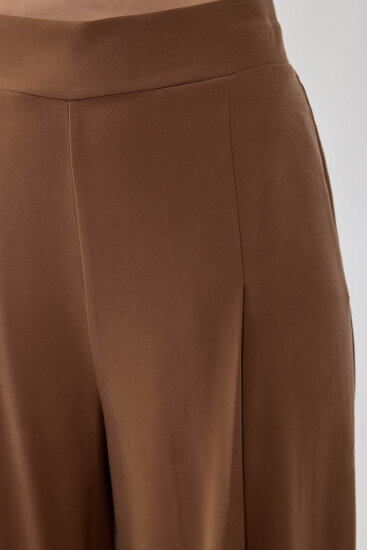 Önü Pileli Beli Lastikli Geniş Paça Palazzo Pantolon - 13
