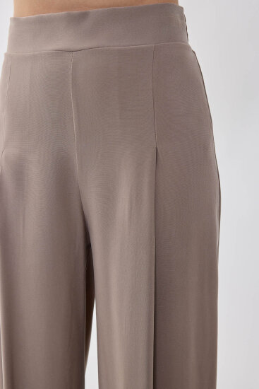 Önü Pileli Beli Lastikli Geniş Paça Palazzo Pantolon - 22