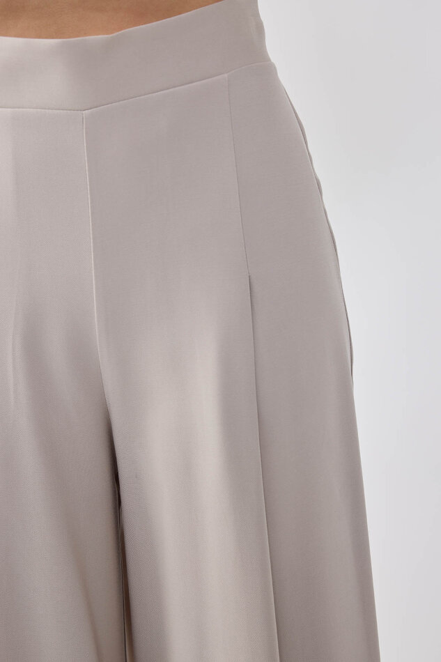 Önü Pileli Beli Lastikli Geniş Paça Palazzo Pantolon - 26