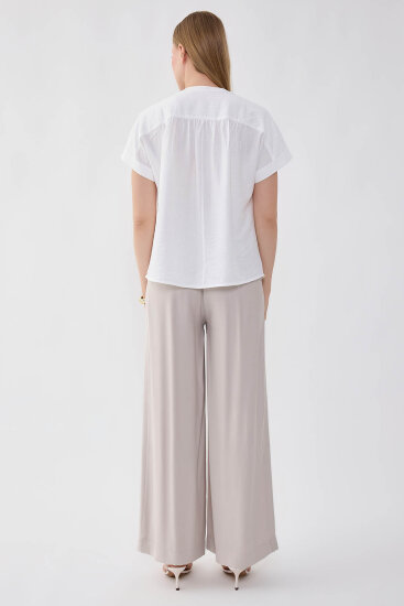 Önü Pileli Beli Lastikli Geniş Paça Palazzo Pantolon - 27