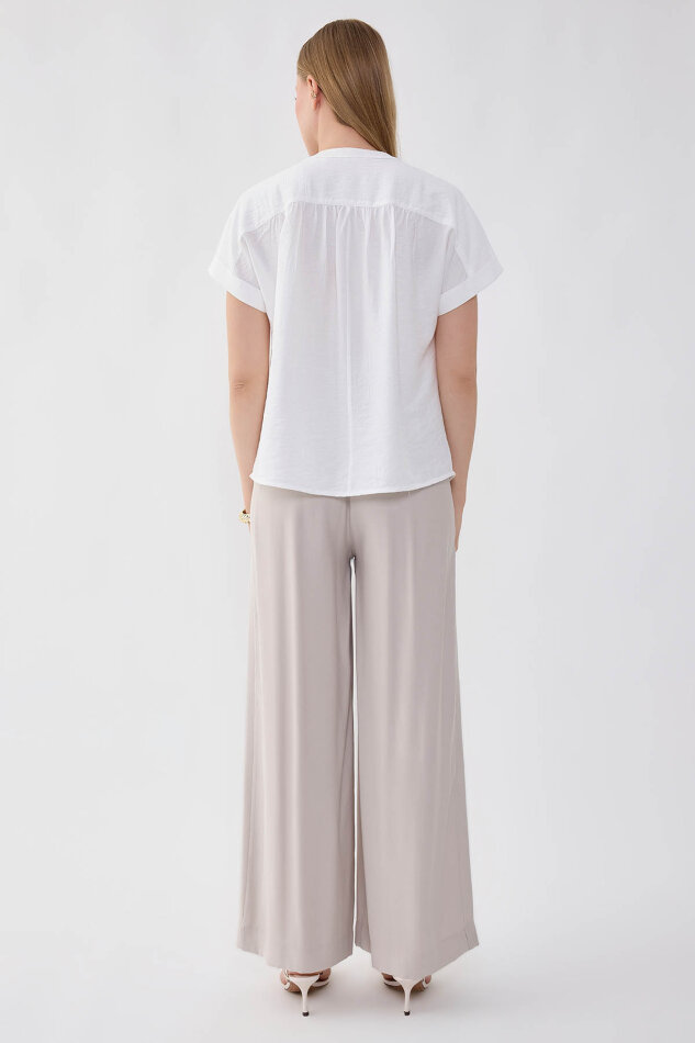 Önü Pileli Beli Lastikli Geniş Paça Palazzo Pantolon - 27