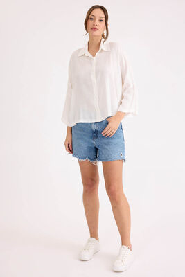 Oversize Viskon Keten Gömlek (1)