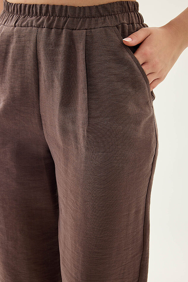 Paçası Pileli Beli Lastikli Pantolon - 14