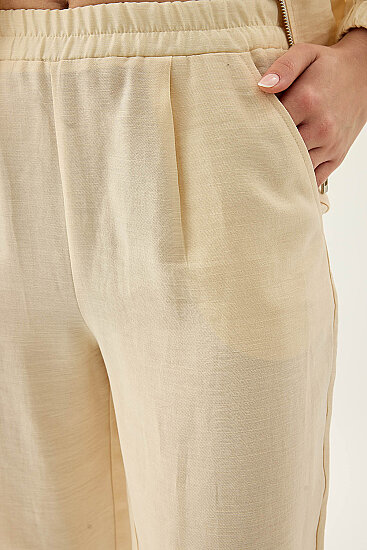 Paçası Pileli Beli Lastikli Pantolon - 18