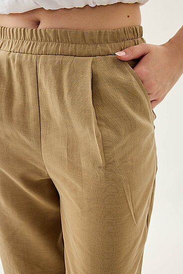 Paçası Pileli Beli Lastikli Pantolon - 23